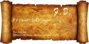 Friker Dénes névjegykártya